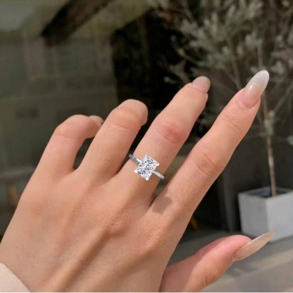 Radiant Cut Moissanite Diamond Engagement Ring 3 CT Size 8 Anniversary Wedding - Picture 4 of 11